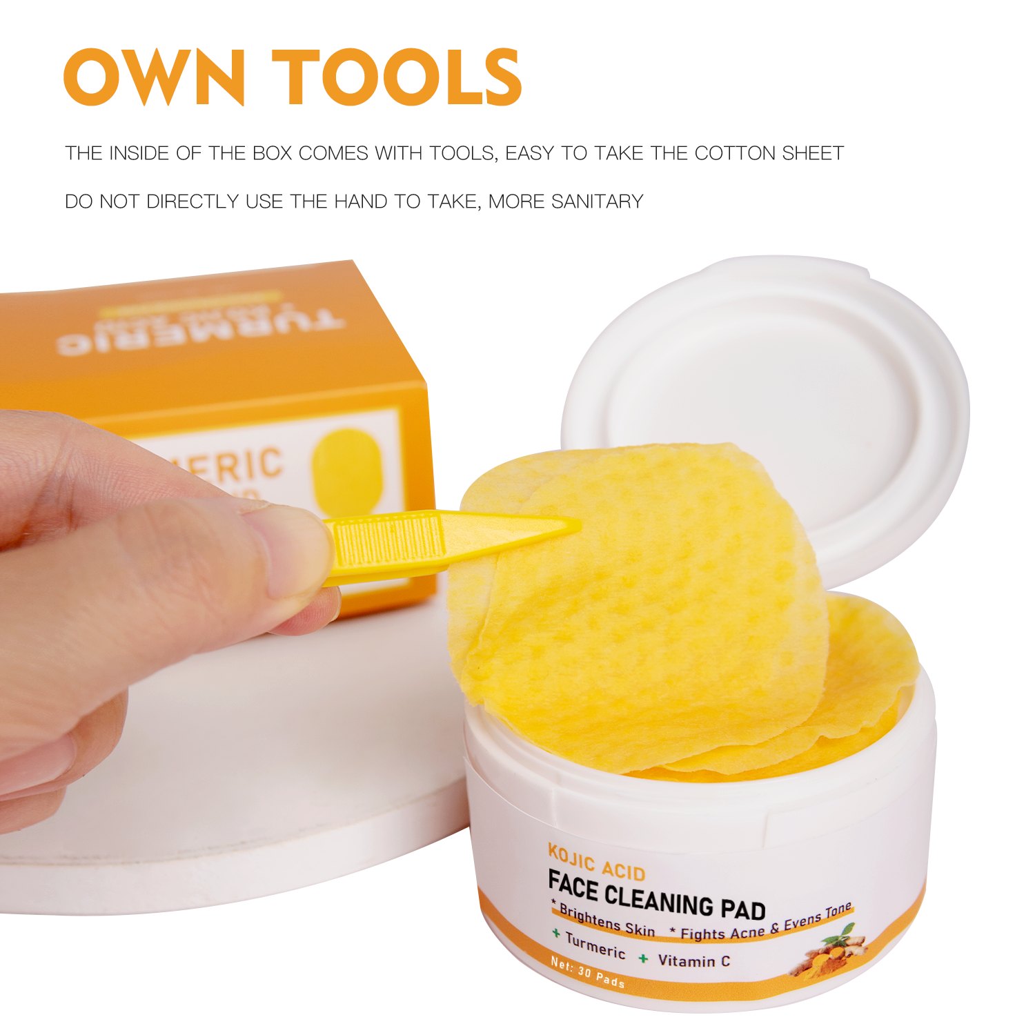 Tampons nettoyants au curcuma de marque privée en gros